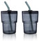 cosnou 13OZ/400ML Ice Coffee Glass Tumbler with Straw and Lid Sealed Carry On, Thick Wall Water Glass Cup Mug Tea （Gray） 2 Pack