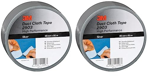3M Universelles Gewebeklebeband 2903, Duct Tape, Starkes Panzertape, Reparatur Klebeband, Starke Klebkraft, leicht abreißbar, 48mm x 50m, Silber - 1 Rolle (Packung mit 2)