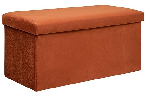 Atmosphera – Lilou Klappbank mit Stauraum in bernsteinfarbenem Samt, 76 x 38 x 38 cm – Für Wohnzimmer, Schlafzimmer, am Bett