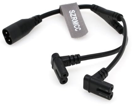 SZRMCC IEC 320 C8 auf Dual C7 Y Splitter Stromkabel Figur C8 Stecker auf 2 x C7-Buchse C7 Wechselstrom-Netzteil für LCD-Monitor, Wand, HDTV, Sky Q Box, PS4, Xbox One