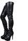 Stivali sopra Il Ginocchio Attillati Sexy da Donna, Stivali Alti alla Coscia con Tacco a Spillo Zip con Plateau, Stivali Alti Autunno Inverno,Nero,42