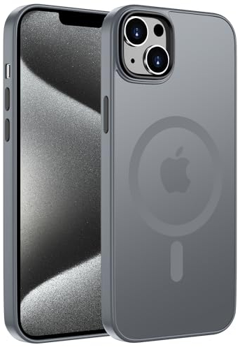 ORDA Magnetisch Hülle für iPhone 14 6,1 Zoll Kompatibel mit MagSafe, für iPhone 14 Case Durchscheinende Matt Handyhülle Rückseite Dünn Stoßfest Schutzhülle Grau