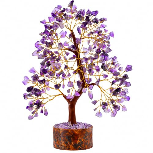 ANAYA AGATE Crystal Tree of Life Amethyst Healing Crystal Trees for Home & Office Decoration, Handmade Purple Money Bonsai Trees for Positive Energy, Good Luck, Christmas, Birthday Gift for Women, Mom