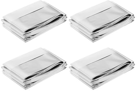 QUARKZMAN 4Stk Hochreflektierende Folie 82x63 Garten Gewächshaus Abdeckfolie Blätter für Erste Hilfe Decke Wachstum Raum Kamera Reflektor Einfaches Zelt Außen Notfall Silber