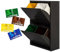 WELL HOME MOBILIARIO & DECORACIÓN 4 x 17L (68L) Matt Black Metal Dustbin & Recycling Bin 4 Compartment + 4 Magnetic Labels