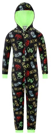 ThePyjamaFactory Boys Video Game Controller Fleece Gaming Sleepsuit
