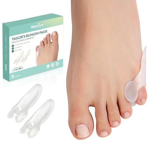 Welnove Zehentrenner - 8 Stück Pinky Zehenschutz, Bunion-Cushion mit Separator für Damen und Herren, Gel-Zehenspreizer zur Linderung von Fußschmerzen (Shield-Spacer)