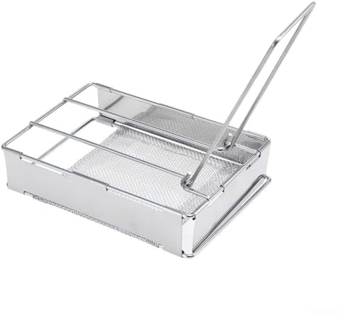 Hasaller Tostadoras de pan de acero inoxidable tostadora de pan plegable estante de placa de tostadora portátil de camping parrilla de pan para hornear pan parrilla para estufa de camping fuego de gas