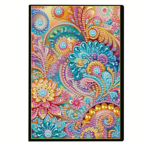 Generish Diamond Painting Vintage Notizbuch,Gras 50 Seiten Kunstleder Blanko Tagebuch,Tagebuch mit exquisitem Musterdesign,Tagebuch Leder,Skizzenbuch,Größe A5