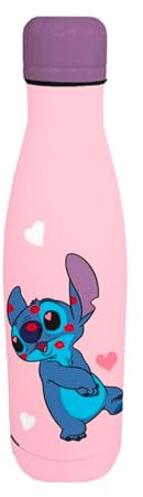Disney Stitch Bouteille Réutilisable, Bouteille D'eau Design en Acier Inoxydable pour Filles, Bouteille de Voyage, Capacité 500 ml (Rose)