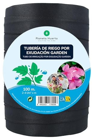 PLANETA HUERTO | Rollo Exudación Garden 100 m – Manguera de Riego Ecológica para Jardines y Macetas