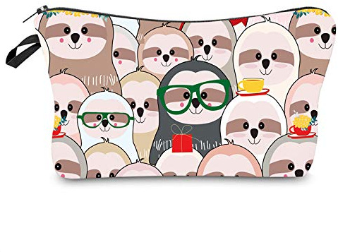 Kosmetiktasche Faultier Schminktasche Tragbare Reise Kosmetiktasche Klein Niedliche Vielseitige Make Up Bag Kosmetiktasche Damen Reißverschlusstasche Schminktasche Klein Mädchen