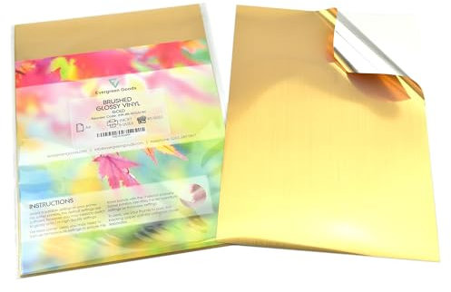 Evergreen Goods Brushed Gold Vinyl Sticker Label | 10 A4 Sheets, Waterproof, Printable | Self Adhesive, Compatible with Cricut & Silhouette