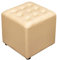 Quadratischer Leder-Pouf, Ottomane, Fußhocker mit Massivholzsockel, Beige, 40,6 x 40,6 x 35,6 cm, Wohnzimmer, Couchtisch, kleine Bank