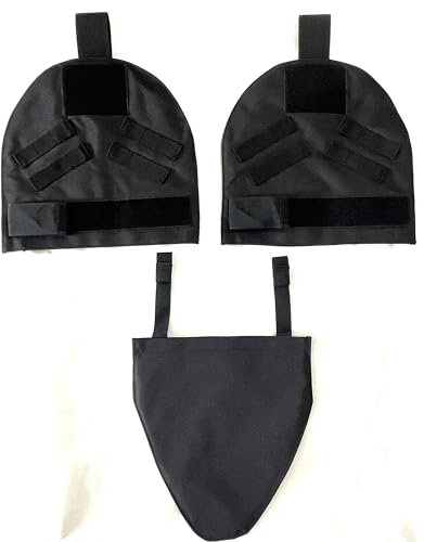CIRVMP Airsoft Paintball Molle Outer Shoulder Guards Deltoid Protector Pads + Detachable Groin Pad Sets Nylon Black