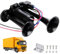 Rppiup LWK Hupe 12V, 600DB Super Laut Air Horn, Doppelrohr Lufthorn Train Horn mit Kompressor, Lufthorn Drucklufthorn Laute Hupe Kit, für 12V Fahrzeuge LKW Lörries Züge Boote Cars Vans, Schwarz