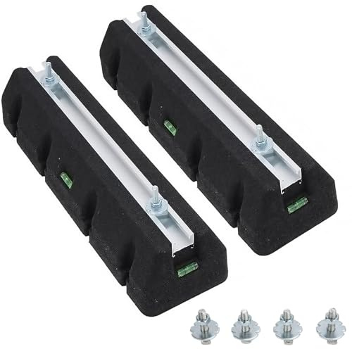 Socle D'Amortissement Pour Climatisation et Pompe à Chaleur, Pieds Anti-Vibrations en Caoutchouc avec Niveau à Bulle, Kit de Socle D'amortissement, Résistant Aux UV, Charge Maximale 400kg, Pour Climat