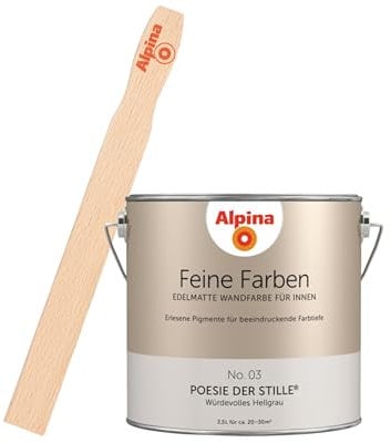 Alpina Feine Farben inkl. Rührstab – No. 03 Poesie der Stille – edelmatte Innenfarbe - Wandfarben für einzigartige Farbwirkungen und Raumstimmungen – Würdevolles Hellgrau - 2,5 Liter