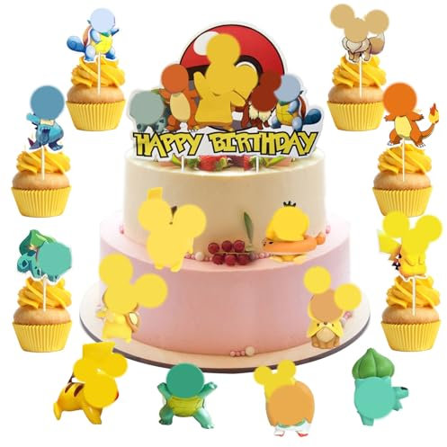 33 PCS Tortendeko Geburtstag Kinder,Tortendeko Figuren,Kuchen Deko,Happy Birthday Cake Topper Cupcake,Tortendekoration Kinder für Jungen/Mädchen