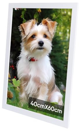 Beutrain Großer Bilderrahmen 40x60 cm Weiß MDF Holz – Wandrahmen zum Aufhängen, Stabiler Großformat Posterrahmen für 2:3 Fotos, Puzzle, Kunstdrucke, Ideales Dekorationsgeschenk