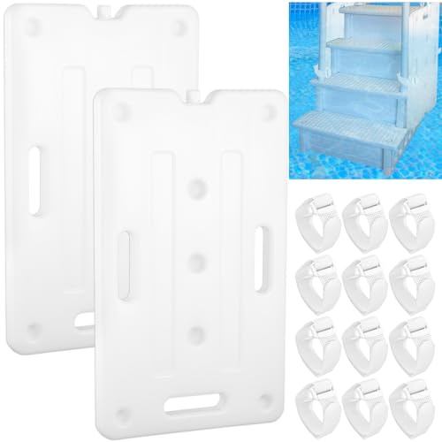 2 Stück Schwimmbadleiter-Gewichte, HDPE Schwimmbad-Stufengewichte mit 12 verstellbaren Riemen, Universal-Wasser-Sandanker, Stabilisatoren für Innenpools, einfaches Trittsystem über dem Boden