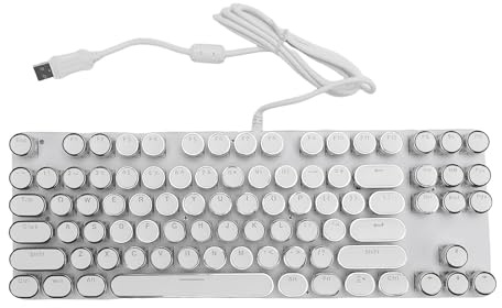 XUMIUZIY 87 Taste Mechanical Gaming Tastatur, RGB Hintergrundbeleuchtung, Blauer Schalter, Punk Style Schlüsselkaps, Wassersicher, Stecker Spielen USB für PC, Laptop, Kompakte Kabel (White)