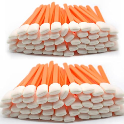 Lot de 100 bâtonnets de nettoyage carrés rectangulaires en mousse pour imprimante à jet d'encre au format solvant, équipement optique Roland (orange)