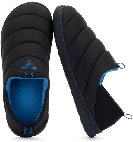 RockDove Men's Pufflite Two-Tone Quilted Loafer Slipper | Memory Foam, Machine Washable, Lightweight, Indoor/Outdoor Sole, Non-Slip, Gift-Ready, Camp
