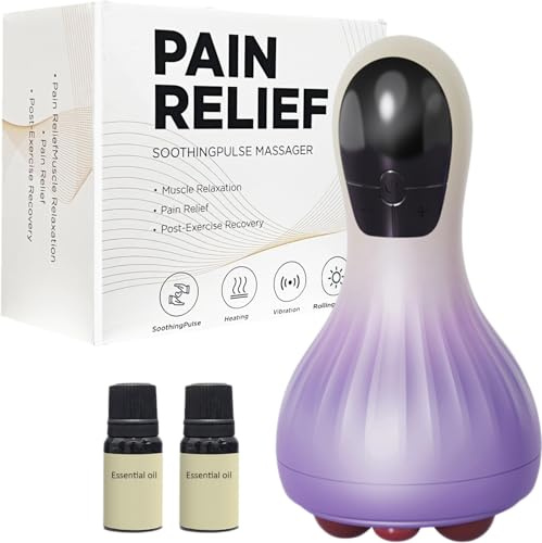 Lymphatic Drainage Massager, Cellulite Massage Tool: with 4 Modes and 5 Intensity Levels, Reduces Stretch Marks & Cellulite for Legs, Arms, Belly – Body Massager with Heat & Vibration