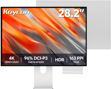 Kuycon P10 4K Monitor 28.2'' 3840x2560 Minimalista con Soporte | 99% sRGB, USB-C de 65 W, pantalla totalmente laminada, carcasa de aluminio: para diseñadores, la oficina y el teletrabajo.