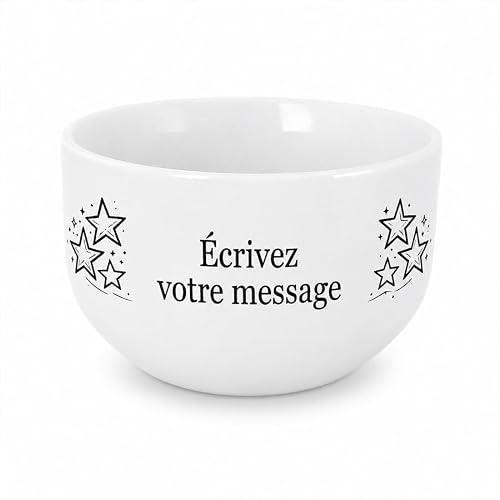 Générique Bol Personnalisé Étoiles avec Message au Choix – Bol en Céramique 720 mL Personnalisable – Cadeau Original Anniversaire Noël Famille Enfant Adulte