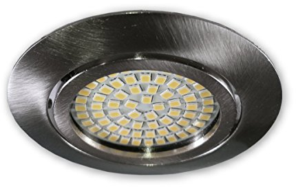 LICHT DISCOUNT LED Einbaustrahler ultra flach 230V S0307 alu gebürstet | Einbauleuchte Spot Strahler inkl. 3.5 W LED warmweiss - geringe Einbautiefe nur 27mm