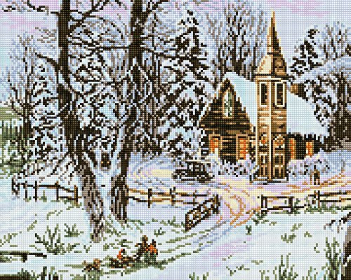 Diamond Vollbedeckung mit Holzrahmen Painting Set Bild 40 x 50 Diamant Malerei Stickerei Handarbeit Basteln Mosaik Steine Blumen Korb Haus am Bach (GJ278)