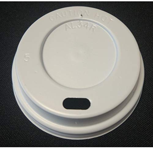 Paper Cup Company 4oz White Disposable Plastic Hot Drink Coffee Machine Tea Catering Cups Sip Lids - Pack of 50