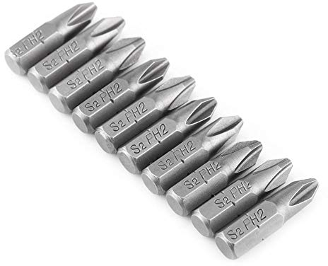 Lot de 10 embouts de tournevis magnétiques PH2 à tige hexagonale de 25 mm de long pour vis de cloison sèche