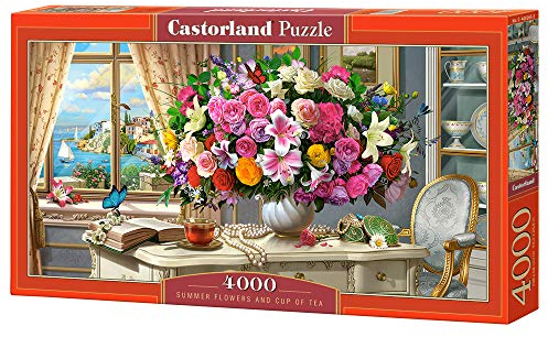 Castorland Hobby Panoramic Summer Flowers and Cup of Tea Jigsaw Puzzle, 4000 Pieces Set