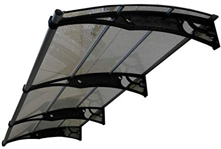 CANOFIX Door Canopy PC 3500W x 1270P / DIY Polycarbonate Cantilever Awning/Window Door Pathway Walkway Garden Shed Porch Patio (Black Bracket - Clear Sheet)