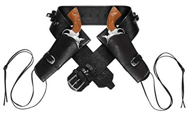 Doppelter Western Pistolen Holster - Schwarzes Kunstleder