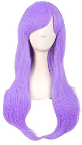MapofBeauty 28 Zoll/70cm Langes Lockiges Seitenschläger Haarspitzen Kostüm Cosplay Perücke (Hell Lila)