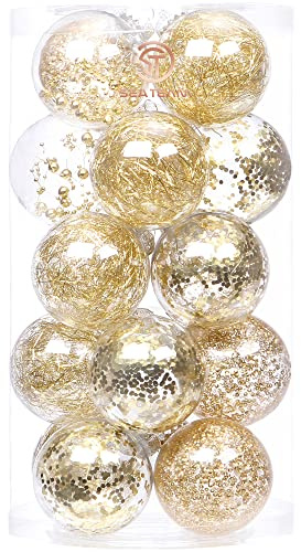 Sea Team 20er-Pack 80mm bemalte glitzernde Christbaumkugeln | Durchmesser 3,15 Zoll, aufhängbarer dekorativer Schmuck für den Weihnachtsbaum