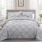 Grey Pintuck Duvet Cover Set 3 Pieces Pinch Pleat Bedding Duvet Cover with Zipper Closure Microfiber Pintuck Quilt Duvet Cover for Home Hotel Super King Size 220x260cm