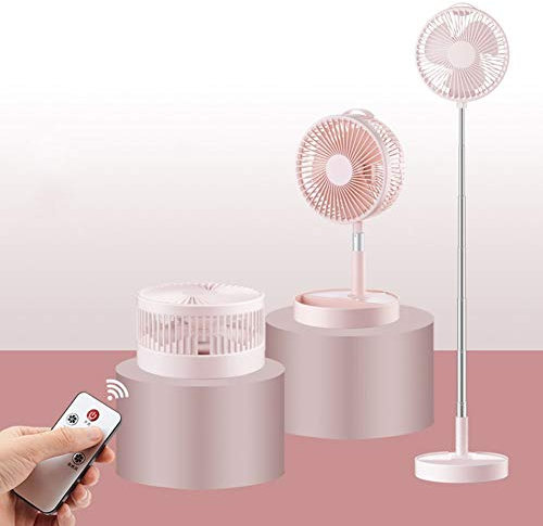 fcya Ventilateur brumisateur d’intérieur avec télécommande. Fan Ventilateur de Sol,Silencieux à 4 Vitesses, Réglable en Hauteur et Pliable, Chargement Via USB pour Maison, Bureaupink