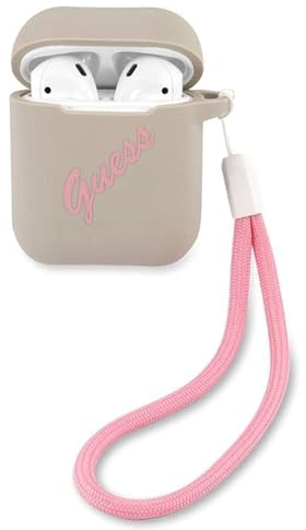 Guess Funda de Silicona Vintage para AirPods GUACA2LSVSGP, Color Gris y Rosa