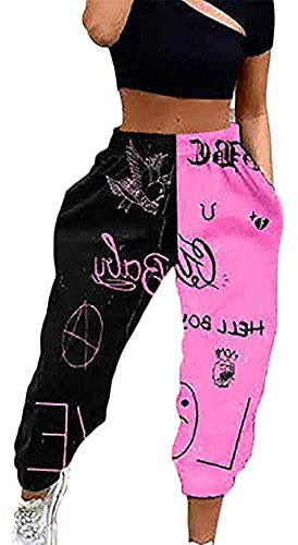 Tomwell Femme Mode Cargo Pantalon Casual Vintage Multi Poche Baggy Straight Slim Pantalon Taille Haute Trousers Streetwear 1 Rose Rouge L