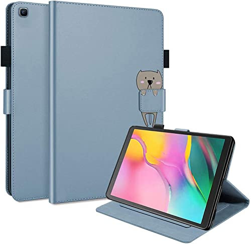 Tablet Case for Samsung Galaxy T510/T515 tab A 10.1 (2019), Premium Cute Cartoon PU Leather Flip Case, with Smart Cover Magnetic, Stand Support, Pen Holder, Card Slots, Blue.