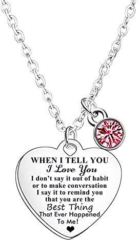 Couple Necklace Gift For Wife Girlfriend On Birthday Valentine’s Day Christmas Engagement Wedding Love Gift Anniversary Necklace I Love You Necklace Gift (When I tell you)