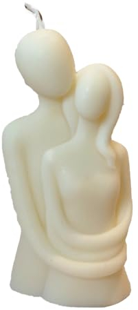 Body Couple Umarmung Candle | Nachhaltige Deko Paar Silhouette Kerze aus Sojawachs | Handmade, Germany | 100% vegan | Paar (Creme) - 6 x 4 x 12 cm
