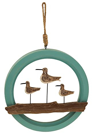 Sea-Club Wand-Deko - Möwen im Ring Wanddeko Holz H=42cm Ø=28cm hellblau