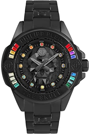 Philipp Plein Unisex Analog Quarz Uhr mit Edelstahl Armband PWNAA0522
