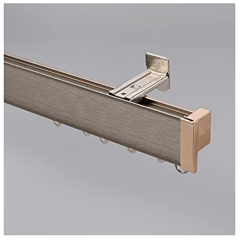 VAHOOO Decken-Vorhangschiene, 1m~5m, Raumteiler Vorhangstange, Aluminium Gardinenschiene Set Für Bett Vorhänge, Privatsphäre Wohnzimmer Schlafzimmer Dusche (Color : Champagne- A, Size : 1x1m)